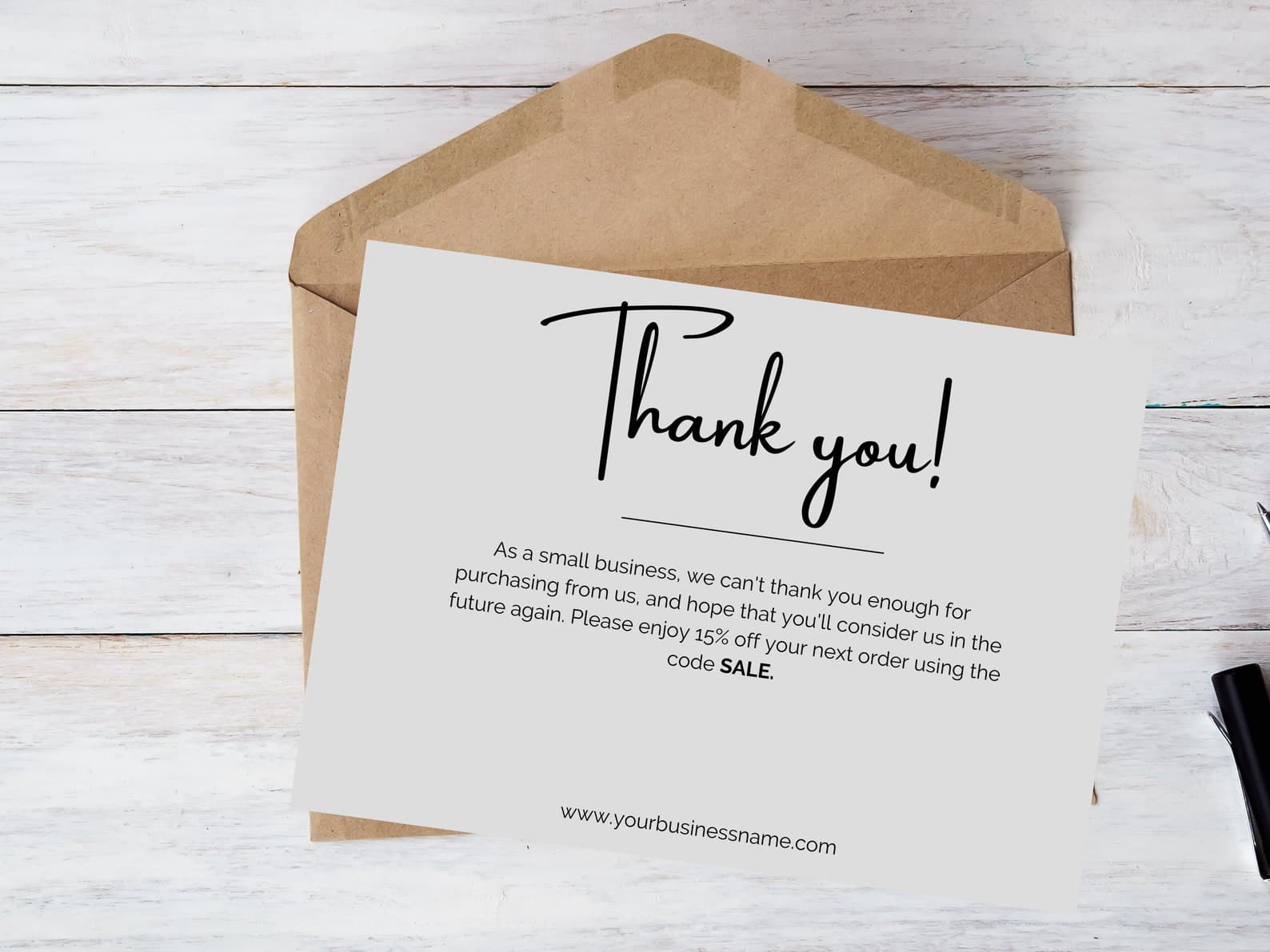 Simple thank-you card template with small business appreciation message