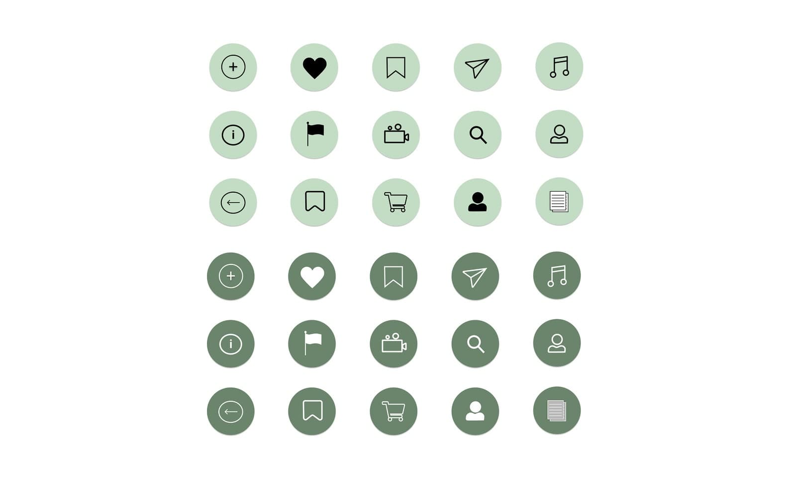 Sage green Instagram highlight covers with round icon set