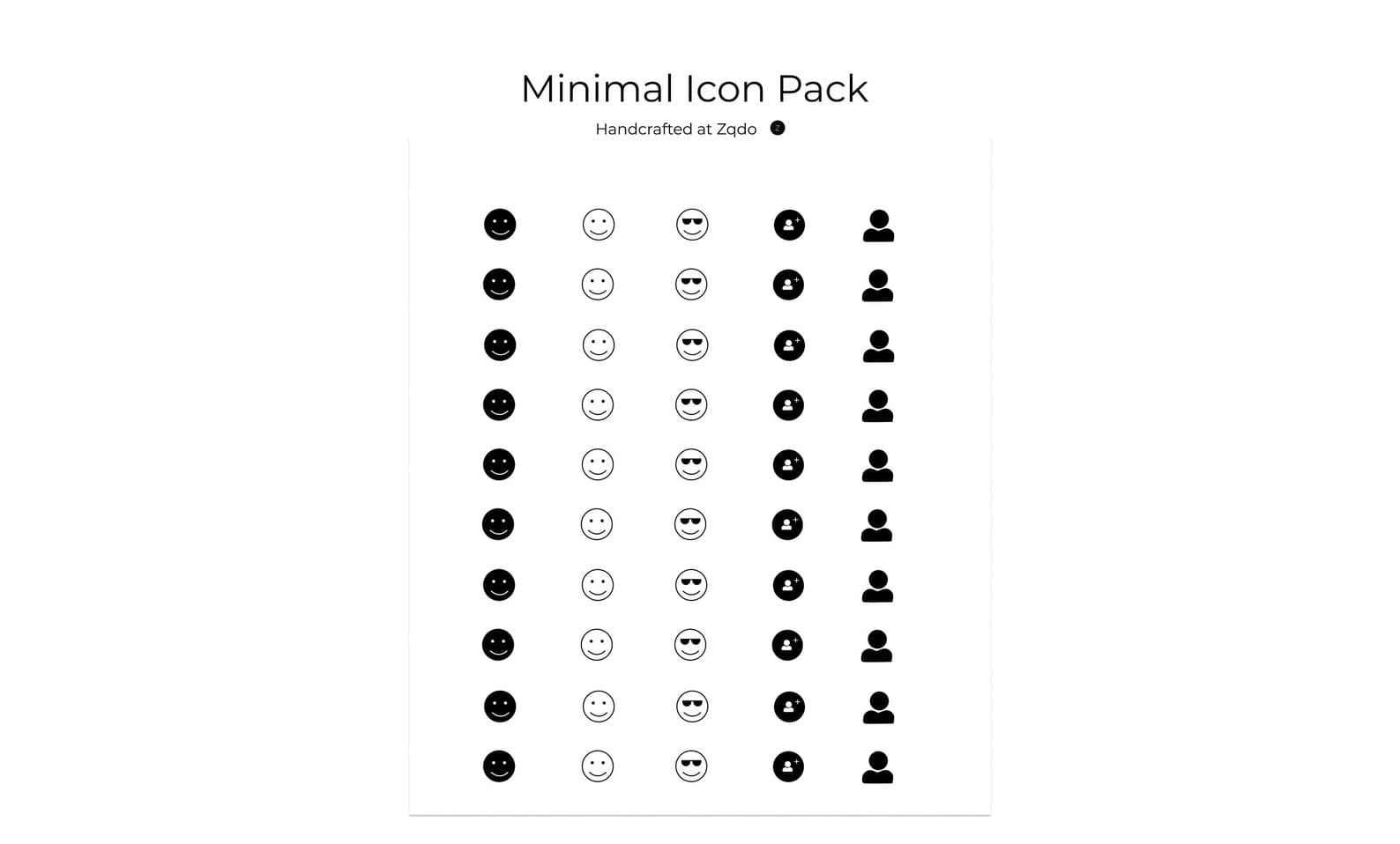 Modern minimal black SVG icon sticker pack preview for websites, apps, and planners